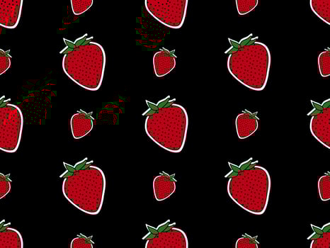 Strawberry cartoon character seamless pattern on black background vector