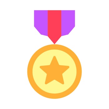 Achievement badge. Premium quality. Achievement or award grant. Winner's trophy icon. Symbol of victory. Goblet icon. Champion trophy cup. Sport cup on stand. Reward badge. First place. Quality mark. vector