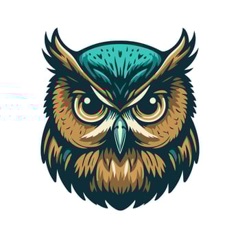 Owl face head vector design illustration for logo mascot t shirt design template