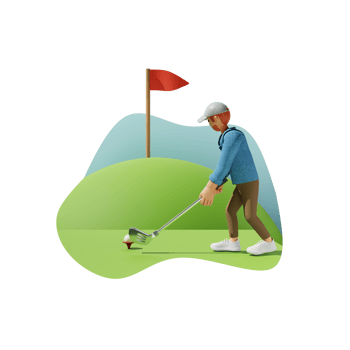 Playing golf 3D character illustration png