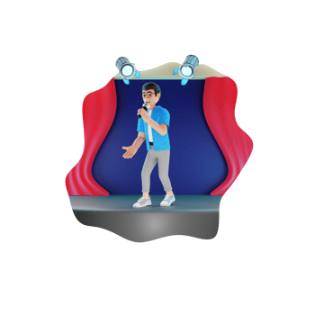 Male singer singing a song 3D Character Illustration png