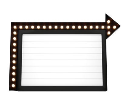 3d retro black signboard with glowing yellow light bulb . Concept of billboard design for cinema, casino, marquee or nightclub . 3d high quality render png