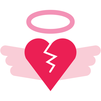 cute  isolate valentine's day pink heart and wings flat icon png