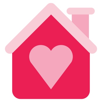 isolate valentine's day pink heart house flat icon png