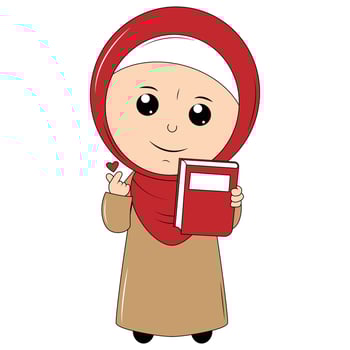 cute girl cartoon with hijab vector