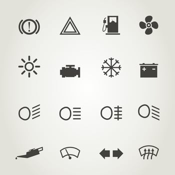 Set of icons of devices of the car. A vector illustration