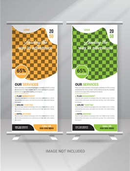 Tour and Travel Sale Roll up Banner Standee with a Place for Photos and Information for Travel Agency Business vector