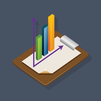 Bar Graph - Isometric 3d illustration. vector