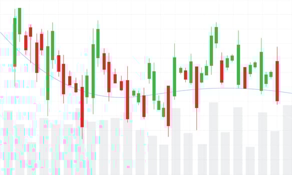 stock market investment trading business candlestick chart chart on dark background design. Bullish point, Trend chart., forex background vector