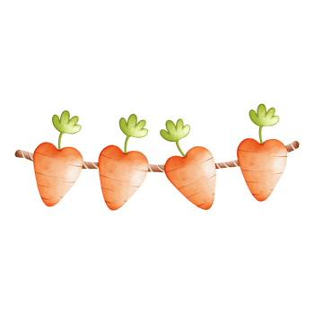 Watercolor Cute Easter Carrot flag, Easter Elements png