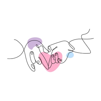 Heart Shaped Hand Draw One Continuous Line. Valentines day concept. Love Minimalist Contour Art. Vector illustration. suitable for wall art, decorations, t-shirts, mugs