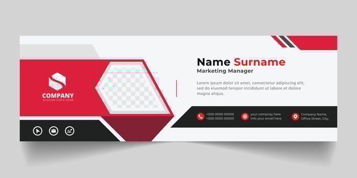 Corporate Email signature modern template design. Emailers personal business minimalist personal web social media banner. vector