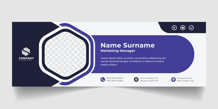 Corporate Email signature modern template design. Emailers personal business minimalist personal web social media banner. vector