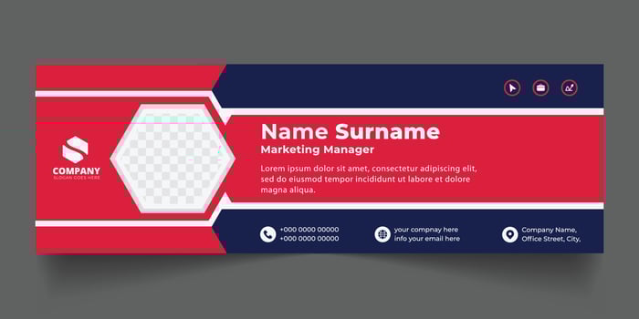 Corporate Email signature modern template design. Emailers personal business minimalist personal web social media banner. vector
