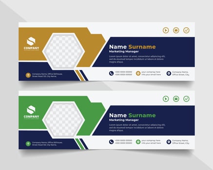 Corporate Email signature modern template design. Emailers personal business minimalist personal web social media banner. vector