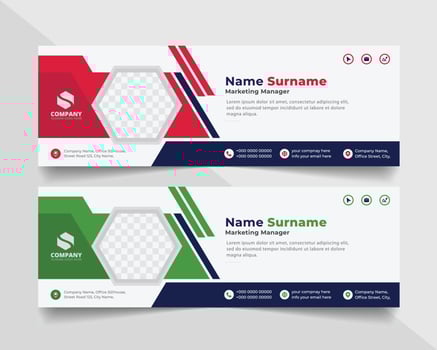 Corporate Email signature modern template design. Emailers personal business minimalist personal web social media banner. vector