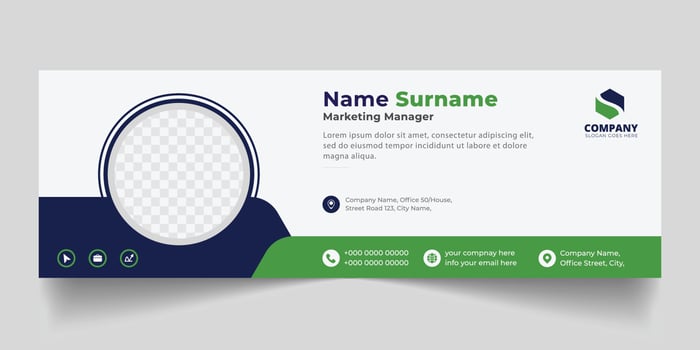 Corporate Email signature modern template design. Emailers personal business minimalist personal web social media banner. vector