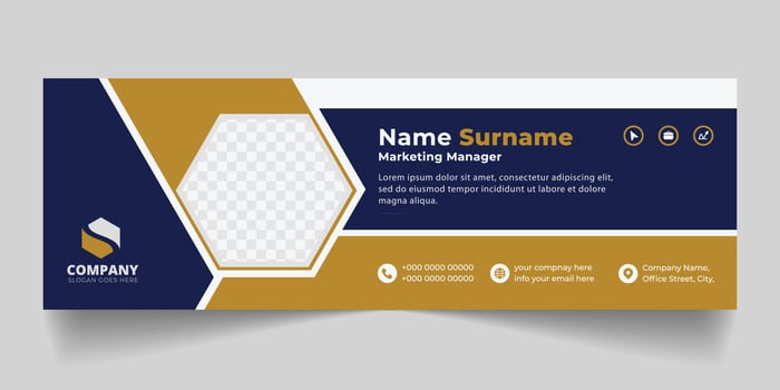 Corporate Email signature modern template design. Emailers personal business minimalist personal web social media banner. vector