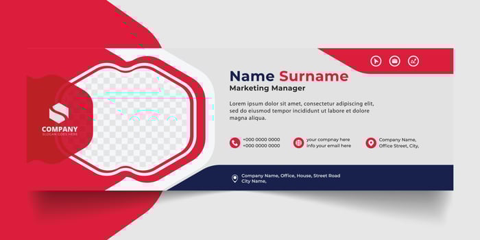 Corporate Email signature modern template design. Emailers personal business minimalist personal web social media banner. vector