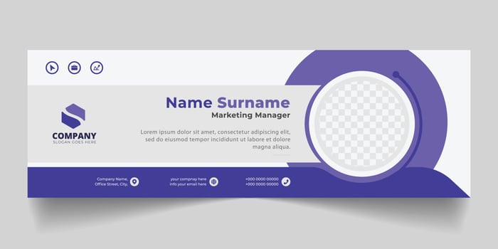 Corporate Email signature modern template design. Emailers personal business minimalist personal web social media banner. vector