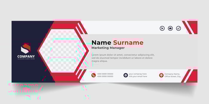 Corporate Email signature modern template design. Emailers personal business minimalist personal web social media banner. vector