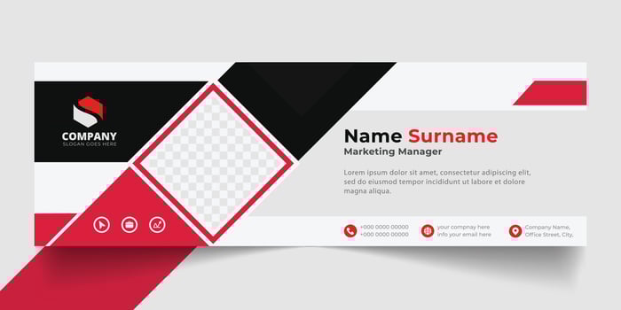 Corporate Email signature modern template design. Emailers personal business minimalist personal web social media banner. vector