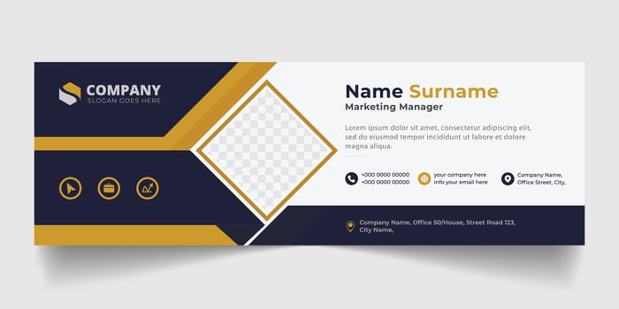 Corporate Email signature modern template design. Emailers personal business minimalist personal web social media banner. vector