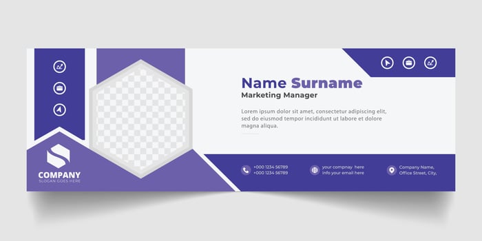 Corporate Email signature modern template design. Emailers personal business minimalist personal web social media banner. vector