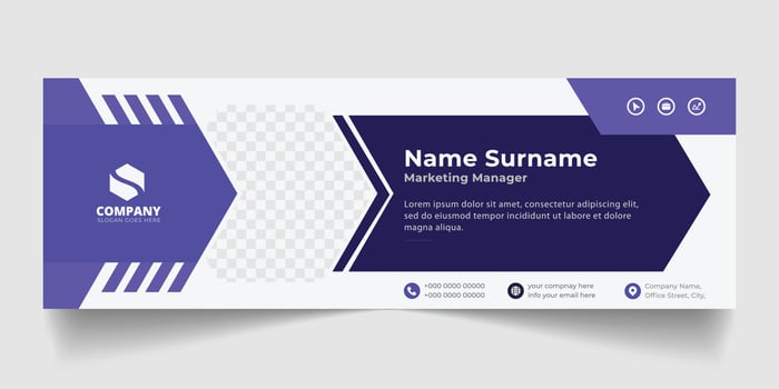 Corporate Email signature modern template design. Emailers personal business minimalist personal web social media banner. vector