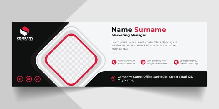Corporate Email signature modern template design. Emailers personal business minimalist personal web social media banner. vector