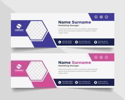 Corporate Email signature modern template design. Emailers personal business minimalist personal web social media banner. vector