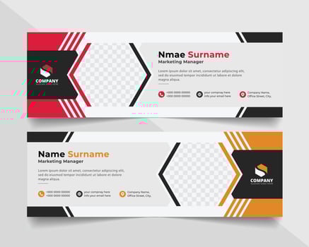 Corporate Email signature modern template design. Emailers personal business minimalist personal web social media banner. vector