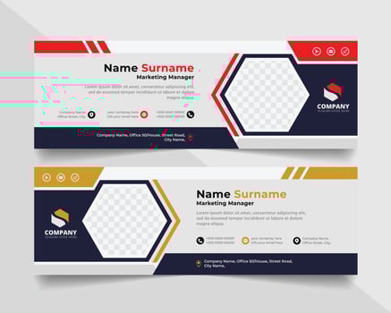 Corporate Email signature modern template design. Emailers personal business minimalist personal web social media banner. vector