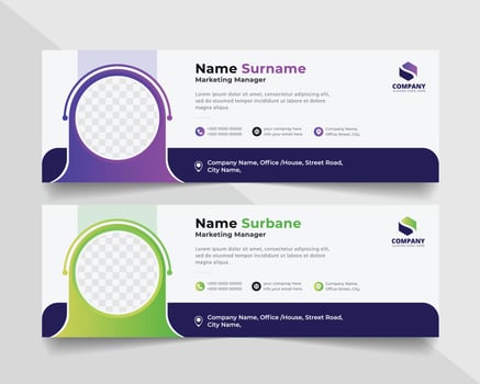 Corporate Email signature modern template design. Emailers personal business minimalist personal web social media banner. vector