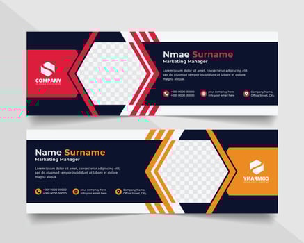 Corporate Email signature modern template design. Emailers personal business minimalist personal web social media banner. vector