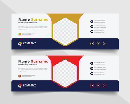 Corporate Email signature modern template design. Emailers personal business minimalist personal web social media banner. vector