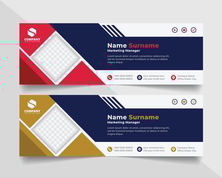Corporate Email signature modern template design. Emailers personal business minimalist personal web social media banner. vector