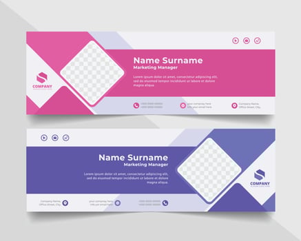 Corporate Email signature modern template design. Emailers personal business minimalist personal web social media banner. vector