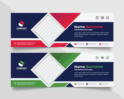 Corporate Email signature modern template design. Emailers personal business minimalist personal web social media banner. vector