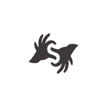 letter s linked hand silhouette helping symbol vector