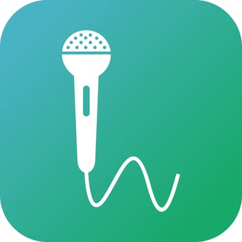 Beautiful Mic with Wire Glyph Vector Icon
