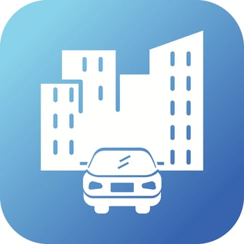 Beautiful Car in city Vector Glyph Icon