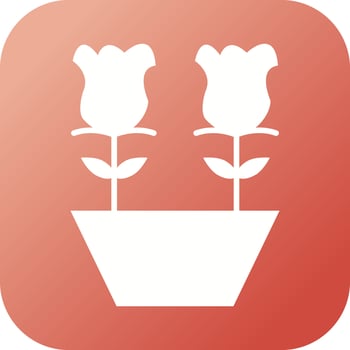 Unique Tulips In Pot Vector Glyph Icon