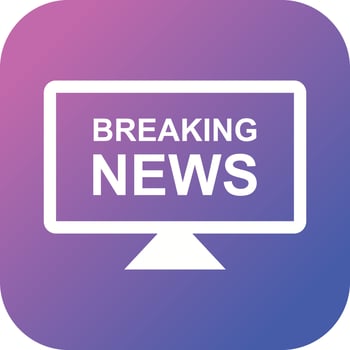Unique Breaking News On TV Vector Glyph Icon