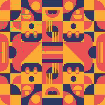 Blue Yellow Orange Abstract geometric pattern background Colorful, vector circle, triangle and square line color art design. suitable for wallpapers, pillows, shirts, pants