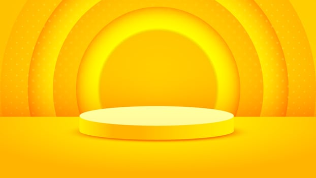 Realistic yellow embossed background minimalism with 3D blank podium vector for place your product, abstract banner illustration