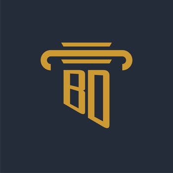 BD initial logo monogram with pillar icon design vector image
