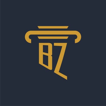 BZ initial logo monogram with pillar icon design vector image