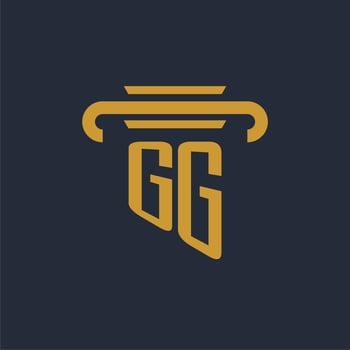 GG initial logo monogram with pillar icon design vector image