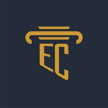 EC initial logo monogram with pillar icon design vector image